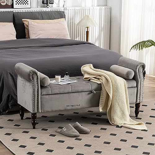 Image of Cleobury Storage Couch Bench Ottoman Bench 2 Seater Sofa Settee for livingroom badroom Office (Grey)