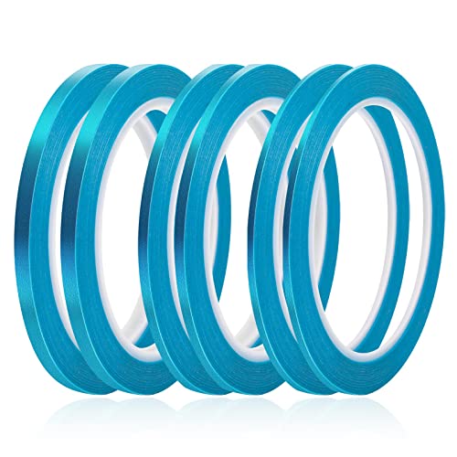 Sliverdew 6 Rolls Vinyl Pinstripe Tape 1/16 Inch, 1/8 Inch, 1/4 Inch Width Blue Masking Tape Painters Tape High Temperature Low Tack Automotive Car Paint For Curves #TOP12