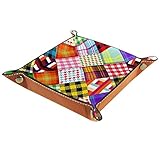 Mide 16 x 16 cm, 20,5 x 20,5 cm, abotonado, esta bandeja de cuero sintético es capaz de guardar artículos de uso diario mientras no ocupa demasiado espacio, ideal para poner en casa u oficina, en el escritorio, armario de zapatos, mesa de salón, encimera, mesita de noche, mesita de noche, vestidores, etc.