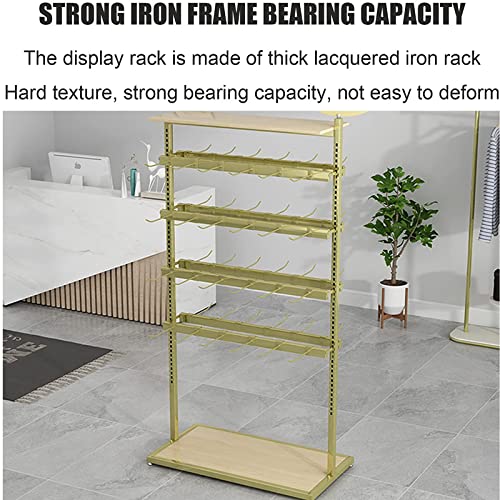 Retail Shelves Clothing Store Display Fixture, Mall Exhibition Accessory Organizer Rack With Hooks, Garment Hanger Floorstanding Jewelry Holder Keyring Shelf Sock Storage Stand, Closet Tension Rod #TOP3