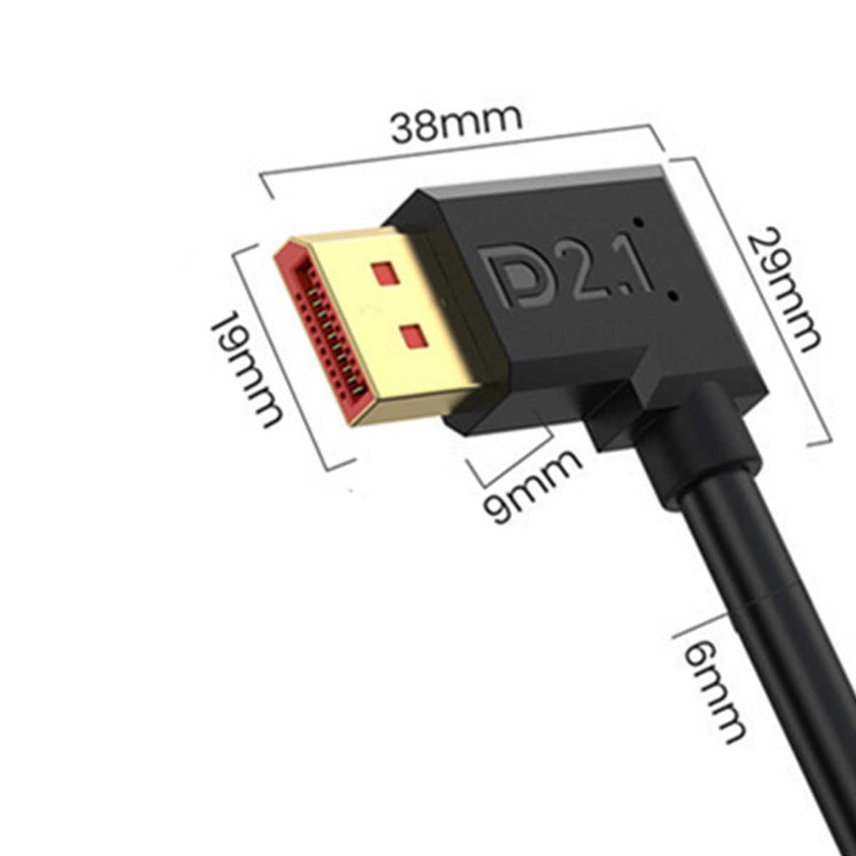 kabel przedłużający DisplayPort 2.1 pod kątem 90 stopni, kabel Display Port męski do żeńskiego 52 Gbps, obsługuje 16K@30Hz, 8K@120Hz, 4K@240Hz/165Hz/144Hz, HDR, HDCP DSC 1.2a, do PS5 (50 cm)