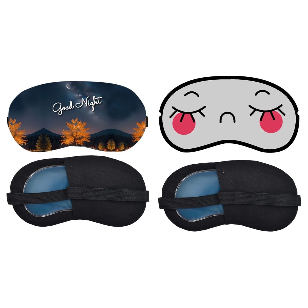 Aoxeria Good Night Autumn Forest, Blushing Sleepy Face Sleeping Mask Combo, Soft Comfortable Light-Blocking Eye Cover for Women, Men & Kids, Reusable Blindfold for Night Sleep, Nap (Pack of 2)-image-32
