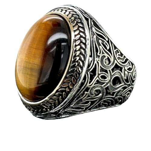 Tiger Eye Gemstone Ring, Man Tiger Eye Ring, Ottoman Style Silver Ring, Men Tiger Eye Jewelry, Handmade Men Silver Ring, Gift For Him
