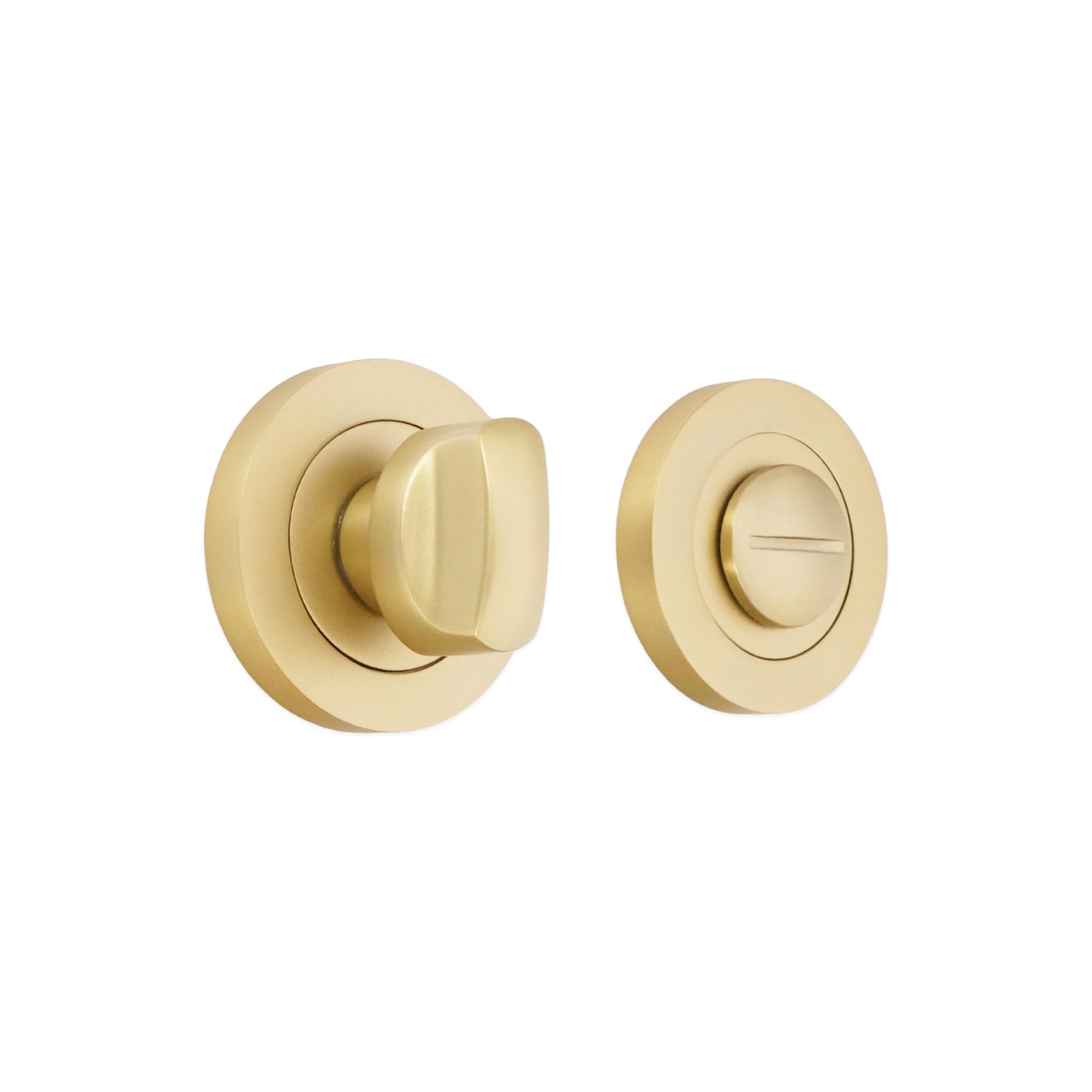Infinity Decor Satin Brass Bathroom Thumb Turn and Release with Emergency Release Set - Toilet Door Thumb Twist Privacy Lock for Internal Bedroom Bathroom Toilet Doors