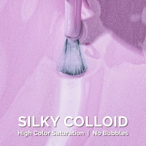 Image of MelodySusie Pastel Lilac Shimmer Gel Nail Polish,0.5fl oz Nails Soak Off UV LED Light Lavender Purple Glitter Gel Polish Gift for Women Nail Art Manicure Salon DIY Nail Design Decoration at Home-1645