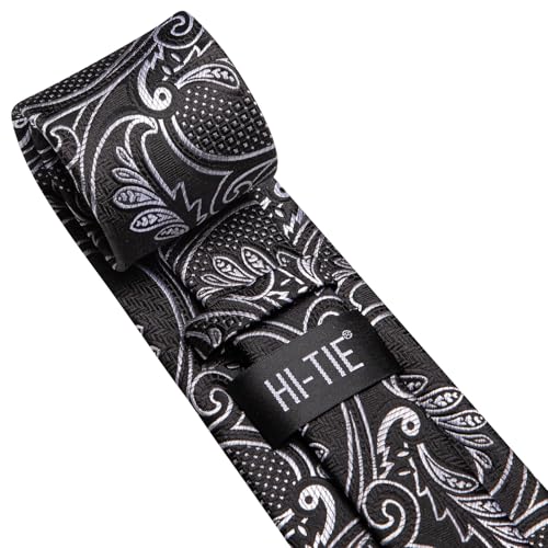 Image of Hi-Tie Men's Tie Lapel Pin Set Pocket Square Cufflinks Formal Woven Silk Tie Sets Wedding Party