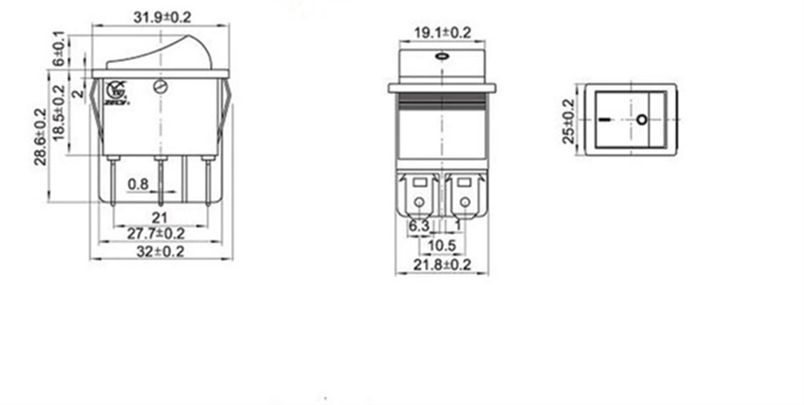 Interruttore a bilanciere a Scatto Interruttore di Alimentazione I/O 4 Pin con Luce 16A 250VAC 20A 125VAC KCD4 (Color : Red) (Color : Gelb)