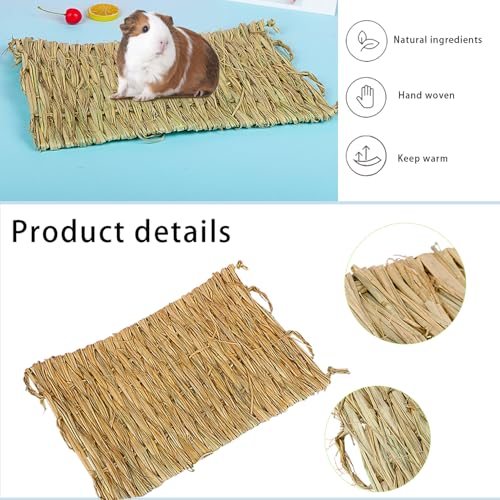 PINVNBY 6 Pack Rabbit Grass Mat,Bunny Natural Straw Woven Bed,Small Animal Cages Hay Nest Sleeping,Chewing,Nesting and Toys for Rabbits Guinea Pig Hamster Hedgehog and Squirrel Bed Mat - Image 5