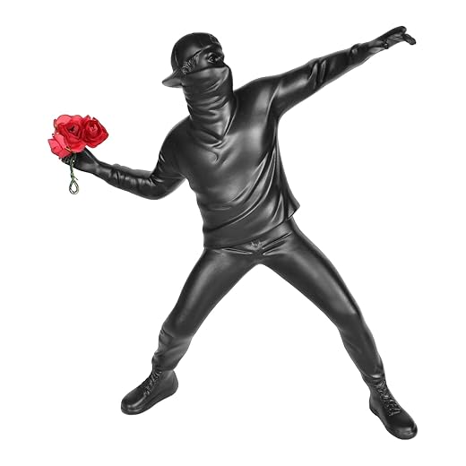 Banksy Flower Thrower Sculpture – Black