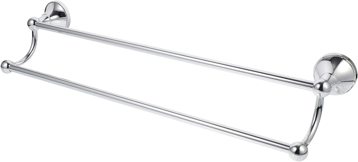 Towel Racks Rail Bath Holder Double Bar Rack Shelf Storage Bathroom Dish Cloth Hanger Wall Hanging(Stainless steel)