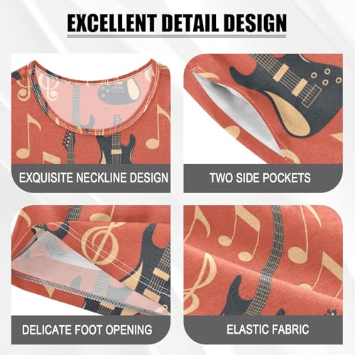 Pajama Short Sets Electric Guitars Soft Cotton Summer Sleepwear 2 Piece PJS Size 5-14T3