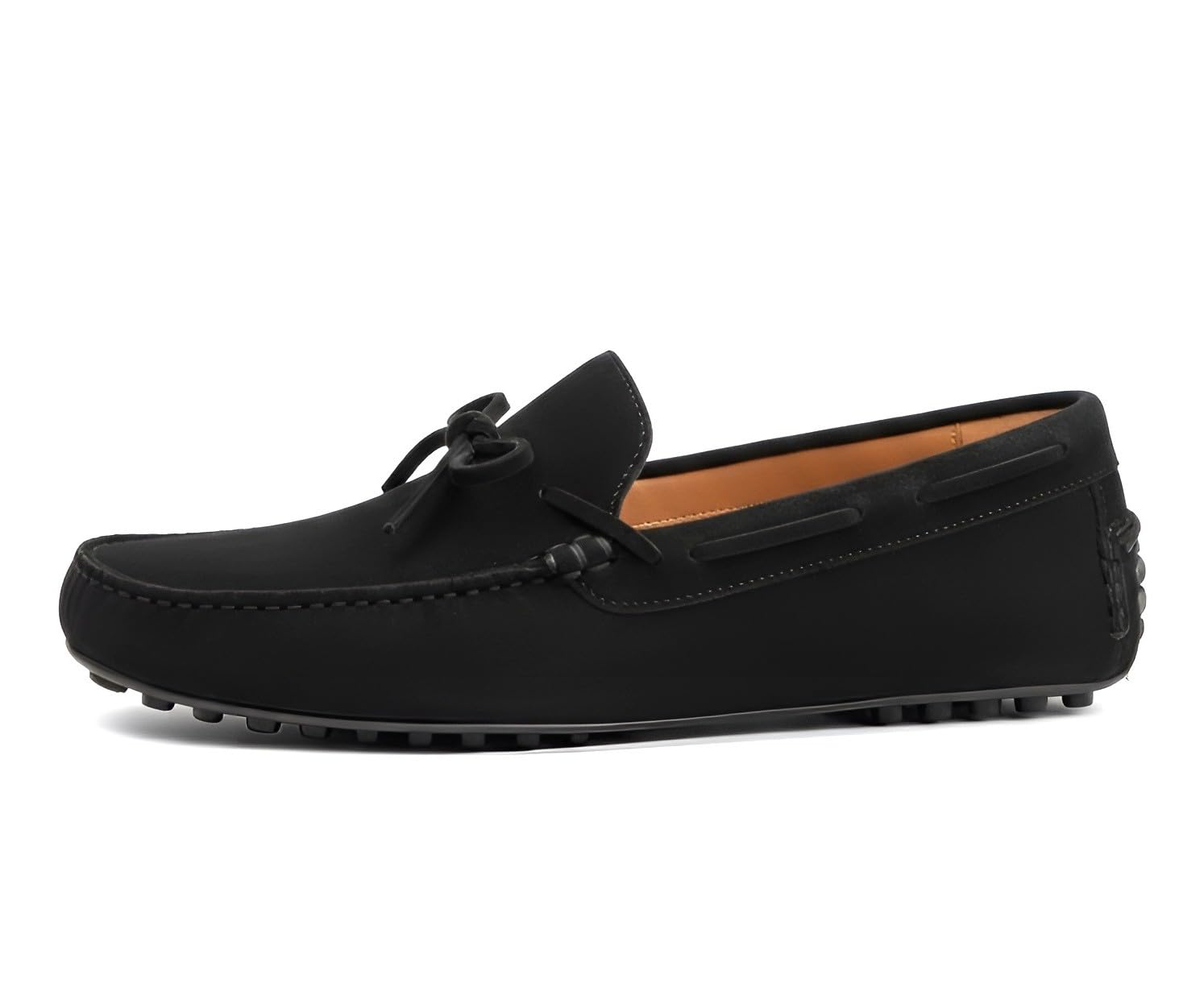 Mens Premium Suede Leather Loafers - Black Penny Shoes-image-13