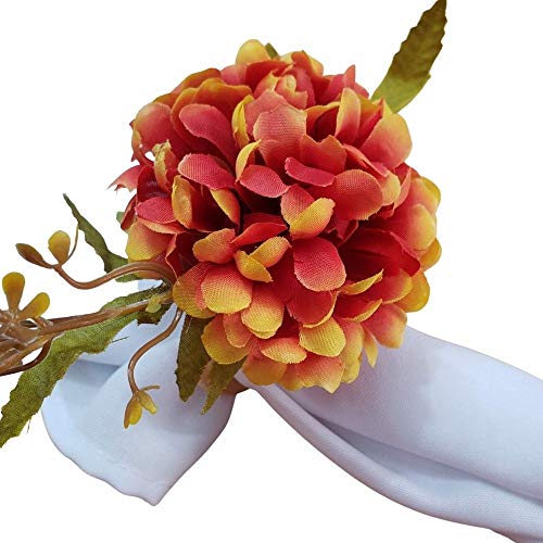 Kit 4 Guardanapos de Tecido Oxford Branco 36cmx36cm com Porta Guardanapos Crisântemo