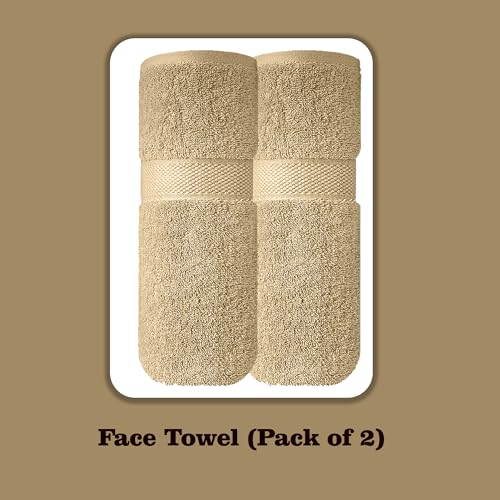 Image of Sulfar 100% Terry Ring Spun Cotton Face Towel - Quick-Dry, Highly Absorbent (480 GSM) (30 x 30 Cm) Bleach Sand (Pack of 2)