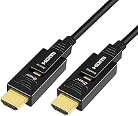 Vista 5 de DTech Cable HDMI de fibra óptica de 25 pies 4K 60Hz YUV 444 18Gbps Ultra HD con doble conector micro a estándar cable HDMI para proyector de TV