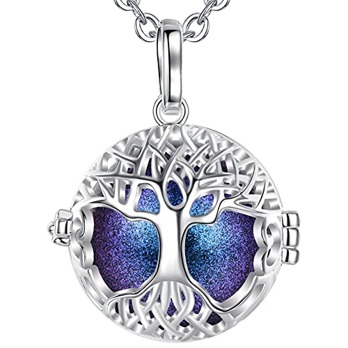 EUDORA Harmony Ball Llamador de Angeles Arbol de la Vida Cadena Colgantes Joyería para Mujer Niña Regalos Originales Carillón Música Cadena con Collar, 76,2cm (Azul Estrellado)
