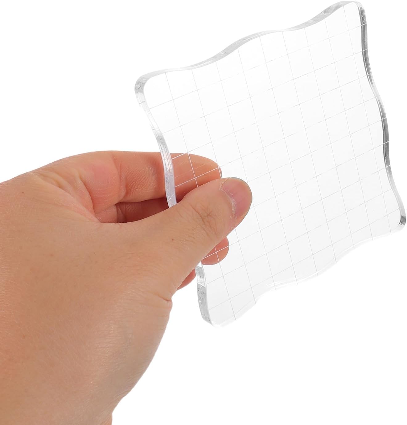 Acrylic Stamping Blocks Scratch-Resistant Smooth Surface 14pcs with Grid Lines and Rounded Edges Enhanced Visibility and Reduced Blurred Impressions, for DIY and Decorative