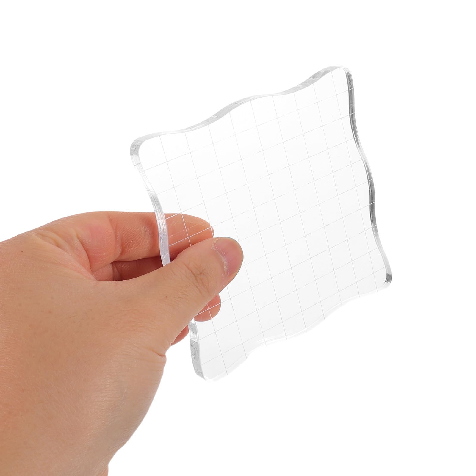 14 Piezas Bloques de Acrílico Transparentes con Bordes Redondeados con Líneas de Rejilla Herramienta de Scrapbooking y Alta Visibilidad para Sellos para Manualidades