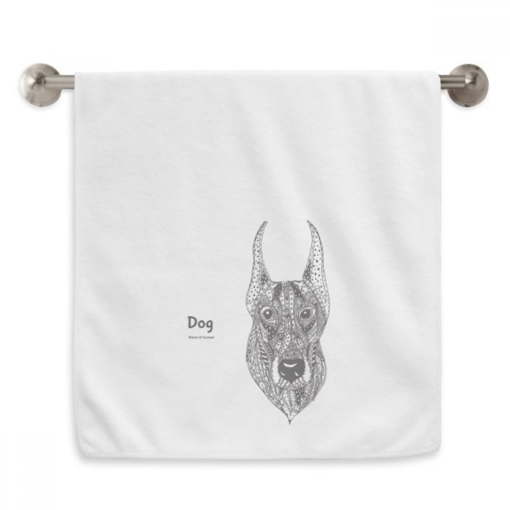 Serviettes débarbouillettes blanc motif chien féroce drap de visage doux