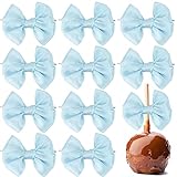 AIMUDI Baby Blue Bows Satin Ribbon Twist Tie Bows for Treat Bags 3.5' Small Bows for Gift Wrapping Premade Bows for Cake Pops Candy Apple Baby Shower Party Decor -24 Counts