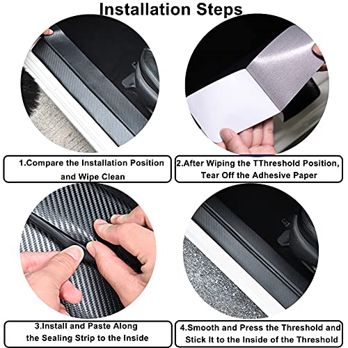 Mag-Ai 4Pcs For Silverado Door Sill Scratch Protectors, 4D Carbon Fiber Sill Sticker Door Sill Scuff Plate Stickers Accessories For Silverado (For Silverado), Silver Ado-Red, Universal Size #TOP4