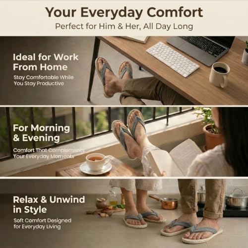 Image of Sohum V Strap Cotton Braided Slippers for Men & Women 1 Pair | Ultra-Soft, Lightweight & Breathable| Handmade Unisex Flip Flops