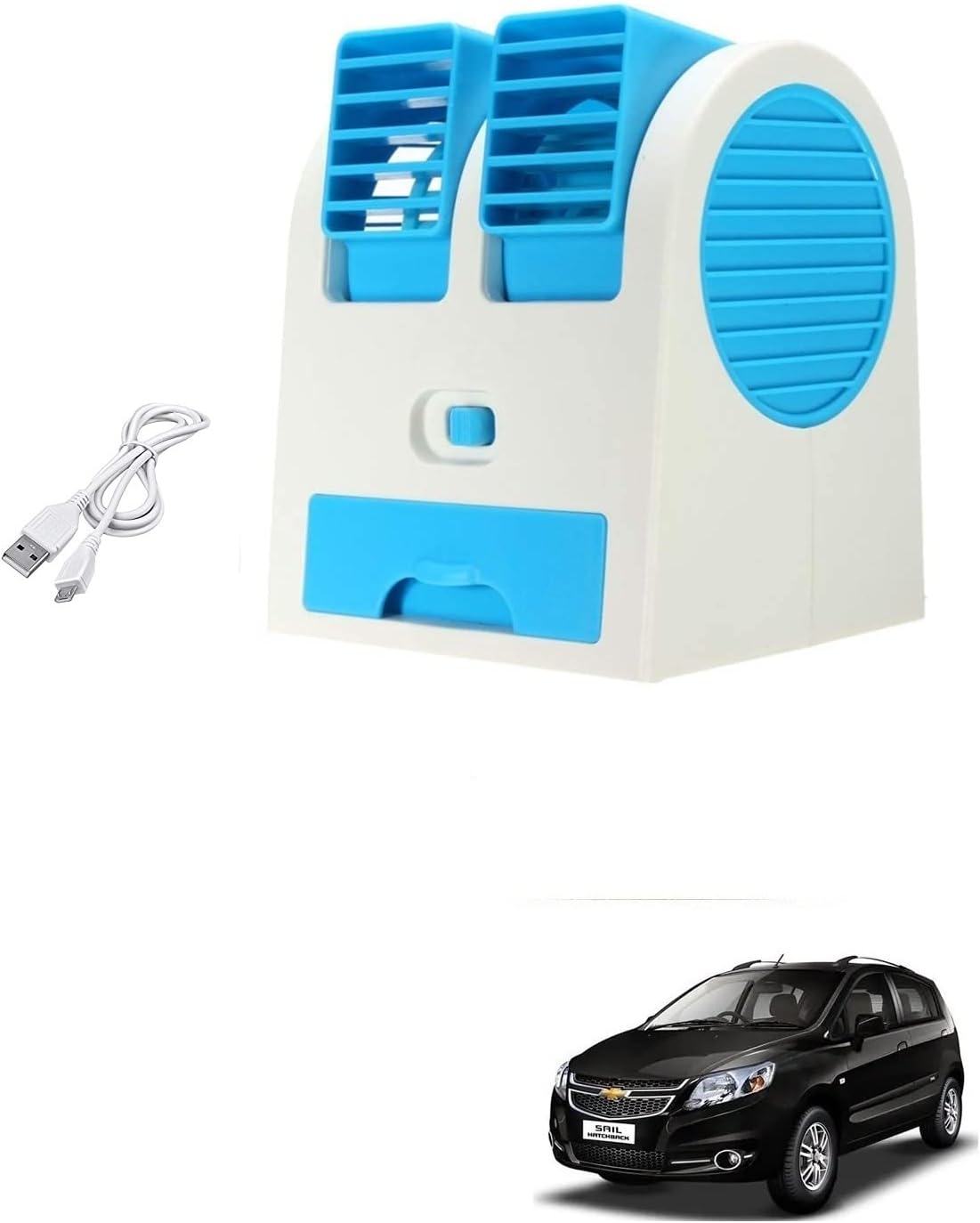 AUTOADDICT Auto Addict Car FAN Mini AC USB/Battery Operated Mini Water Car Fan Air Cooler Dual with Ice Chamber For Chevrolet Sail UVA