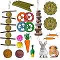 lisetar 21-Pack Rabbit Toys Set, Natural Chew Toys for Bunny, Hamster, Guinea Pig and Chinchilla, Apple Wood Timothy Hay Sticks Treating for Small Animals Teething