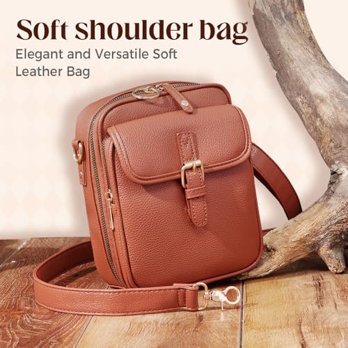 Crossbody Leather Bag,Large Capacity Sling Messenger Bag, Retro Faux Leather Built in Purse Anti Theft Bag for Travel2