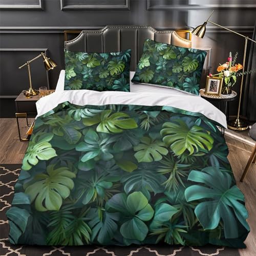 Housse de couette king size feuilles tropicales lit double confortable - 4