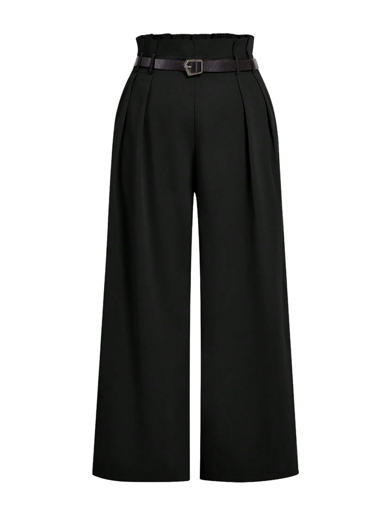 Womens Plus Size Pleated Wide Leg Pants Business Casual Belted High Waisted Fall Work Office Trousers