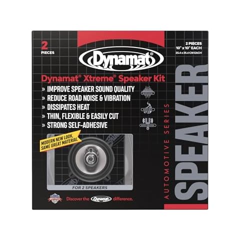 Dynamat Xtreme Sound Deadening Car Insulation Speaker Pack – Pre Cut Noise Dampening Kit for Audio Speakers – Easy Self Adhesive Install – 2 Sheets 10”x10” Each, 1.4 sq ft Total Cover
