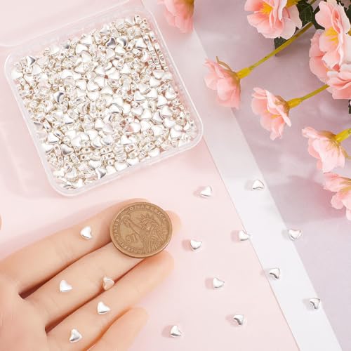 SOFPLATE 1 Box 500Pcs Metal Heart Beads Silver Love Spacer Bead Bulk Alloy Small Hole Valentine's Day Love Hearts Spacers Charm Loose Beads for Bracelets jewellery Making Necklace Earrings DIY Crafts - Image 3