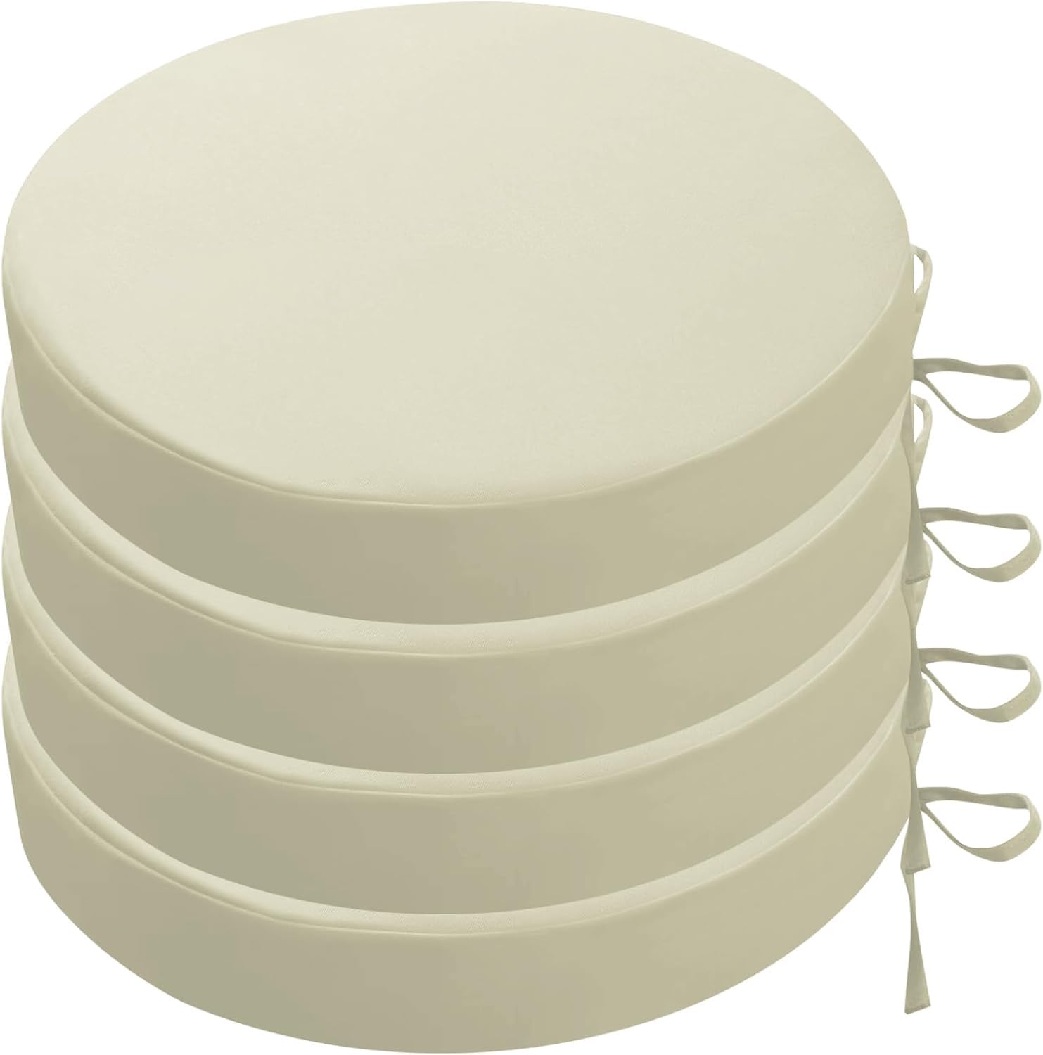 HKJGNH Set of 2/4 Round Outdoor Patio Chair Cushions Waterproof - 45/50/40cm Garden Round Seat Cushions with Ties Thick 5cm, Chair Pads for Patio, Kitchen Dining, Lawn & Garden(Beige,45x5cm(4pcs))