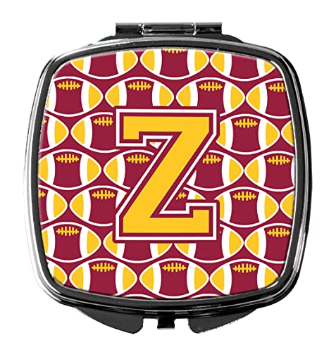 Caroline's Treasures CJ1081-ZSCM Letter Z Football Maroon and Gold Compact Mirror Decorative Travel Makeup Mirror for Women Girls Gifts Pocket Makeup Mirror Folding Handheld
