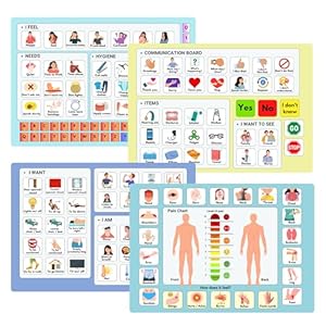 Plastic Communication Board for Non Verbal Adults, Picture Symbol Communication Cards for Aphasia, Stroke Patients, Hospital and Care Home use