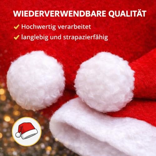 2er Weihnachtsmütze rot - unisex Größe - Nikolausmütze rot- für Weihnachten & Weihnachtsfeier & Weihnachtsmarkt - Erwachsene & Kinde