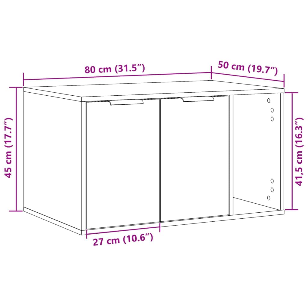 Katzenklo Altholz-Optik 80x50x45 cm Holzwerkstoff, Katzenmöbel mit Versteck, Kratzbaum Ergänzung, Kletterbaum Funktion, Sisal Kratztonne und Liegefläche für Wohnung