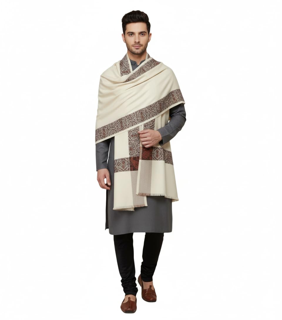 KAVIM Black Wool Solid Men's Shawl KA-SWL-37-picture-14