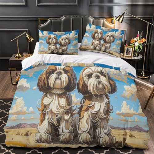 Housse de couette 3D Schzon 200x200 microfibre avec taies d'oreiller