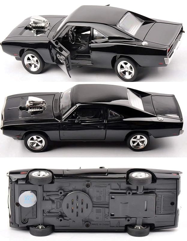 Image of Kids Model 1:32 FF8 Die Cast Metal Car Pull Back Action Opening Doors with Realistic Engine Sound Lights Toy Car Gift for Boys - Black
