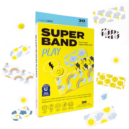 SUPERBAND Play Hydrocolloid Bandages for Kids, 30 Count