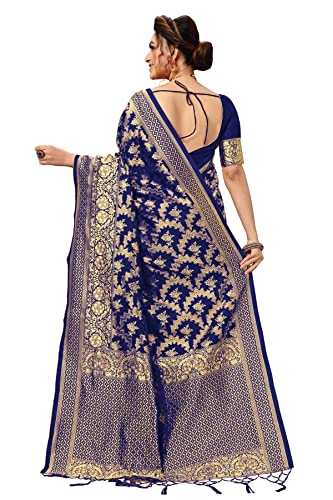 Image of TRENDMALLS Women's Banarasi Silk Saree with Unstitched Blouse Piece