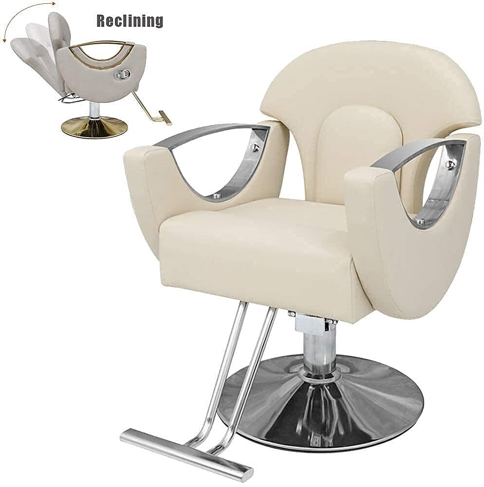 Hydraulischer Stuhl für Unternehmen oder Zuhause, Beauty-Stuhl, Friseurstühle für Friseure, Liege-Friseurstuhl, Schneidestühle, Ausrüstung, hydraulischer Stuhl (420 lbs) (Farbe: Weiß) (Pin (Weiß