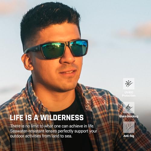 TOREGE Black-Tortoise Wraparound Polarized Sunglasses — view 2