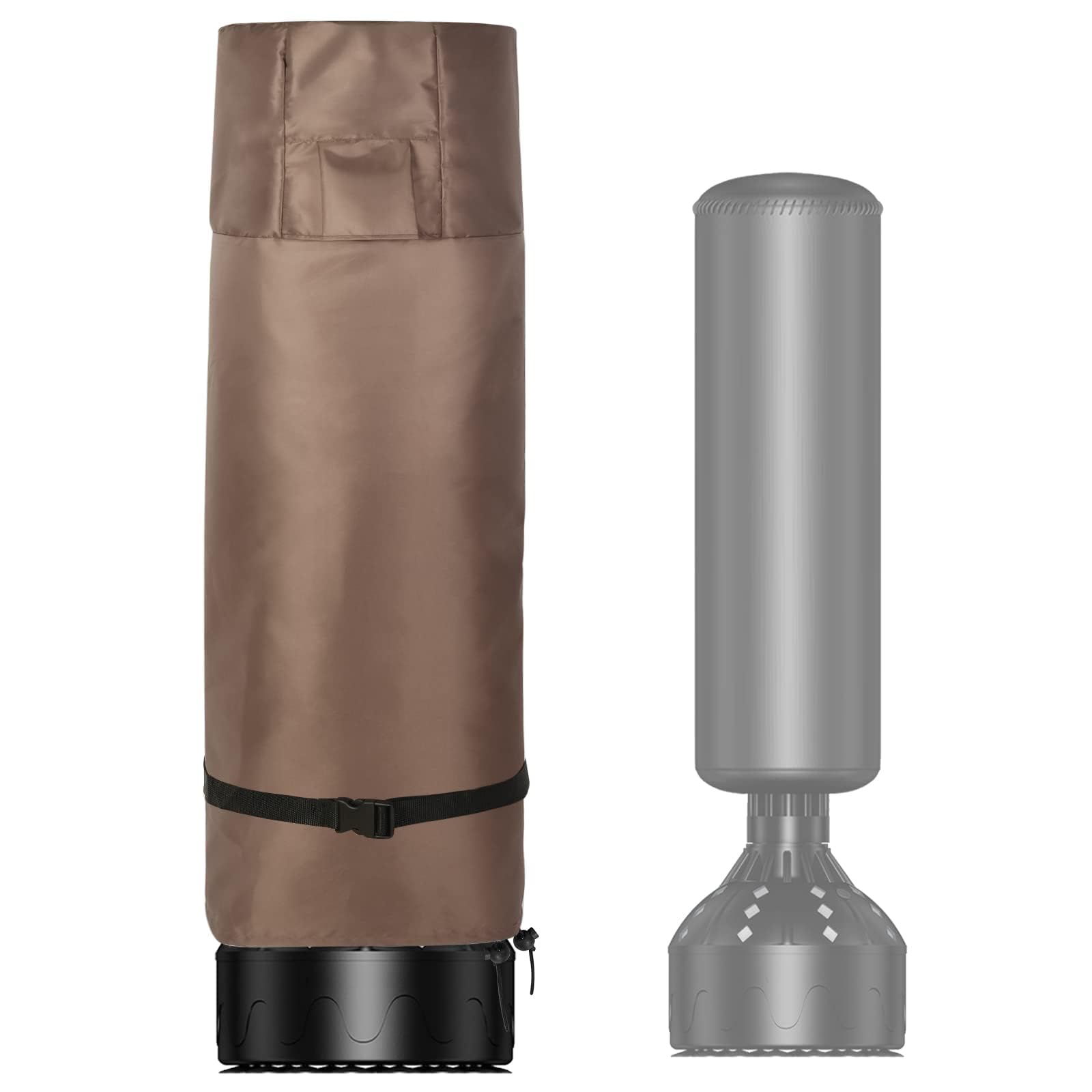 Funda Exterior para Saco de Boxeo, Cubierta Impermeable para Bolsa de Boxeo de Pie con Cremallera Lateral y Rejilla de Ventilación, 420D Oxford Marrón