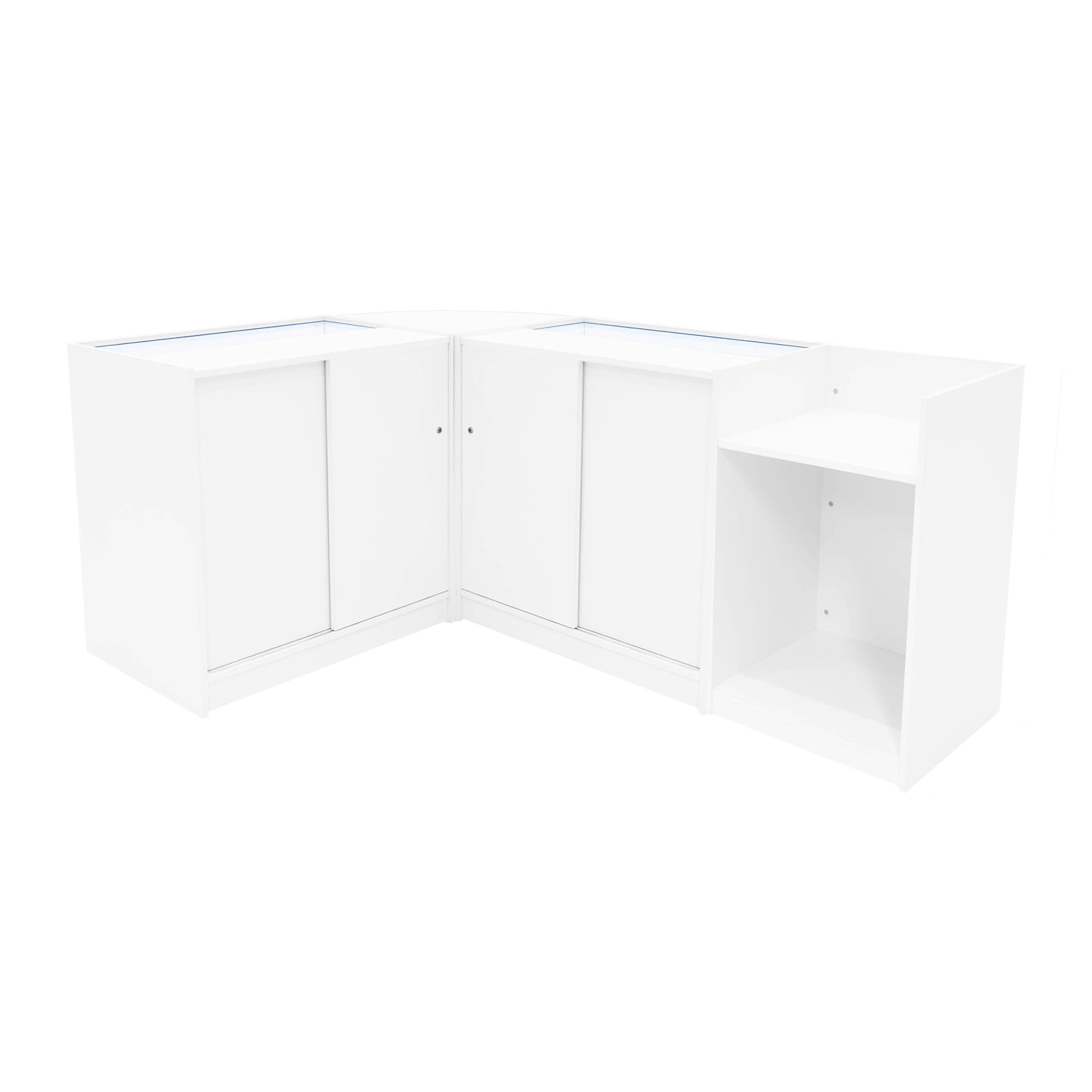 Set Banconi Bianco Eclipse LED Light 2 x C900 LM60 TB60 con Illuminazione Bianca, Serrature, Vetrina in Vetro, Blocco Cassa, Mensole Interne per Negozi Boutique Gioiellerie