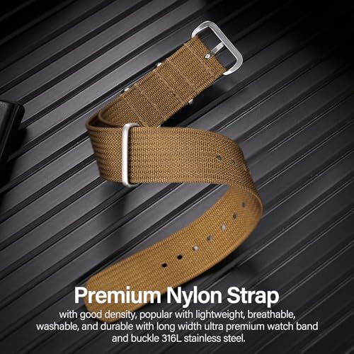 Image of TACTICAL FROG Nylon Watch Band 18mm 19 mm 20mm 22 mm 24 mm, Waterproof Military Watch Straps Replacement for Men Women, With Stainless Steel Buckle
