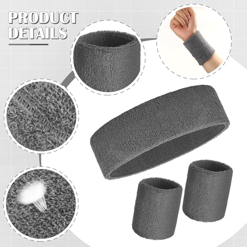 Image of Bememo 6 Pcs Neon Sports Sweatbands Set Sports Competitions Sweatbands 2 Headband 4 Wristbands Breathable Terry Cloth Athletic Bands for Team Soccer Spirit 80s Costumes Cosplay