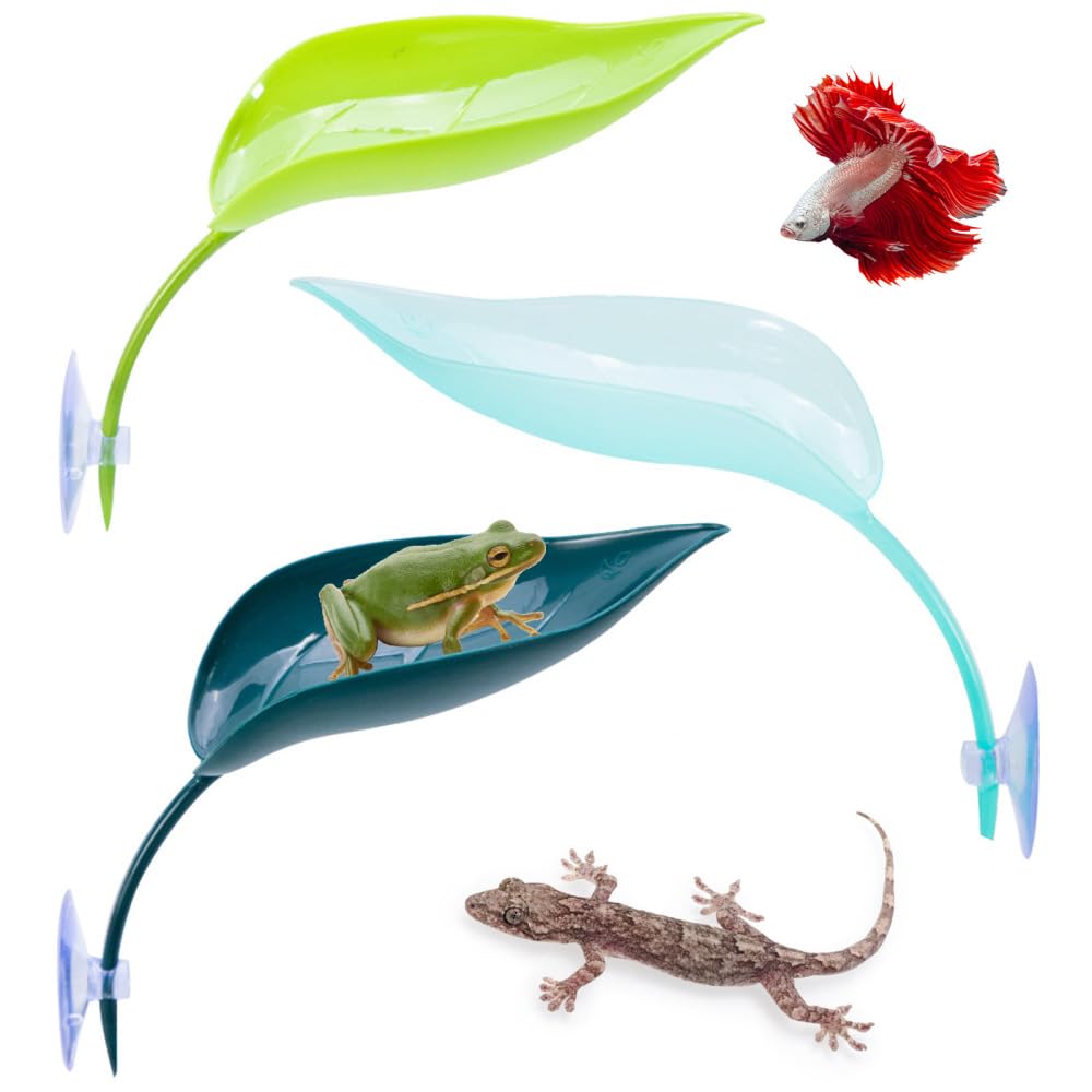 Betta Bed Leaf Hammock,3 PCS Plastic Fish Tank Simulation Leaf Bed with Suction Cup for Fish Tank Small Reptiles Bearded Dragons